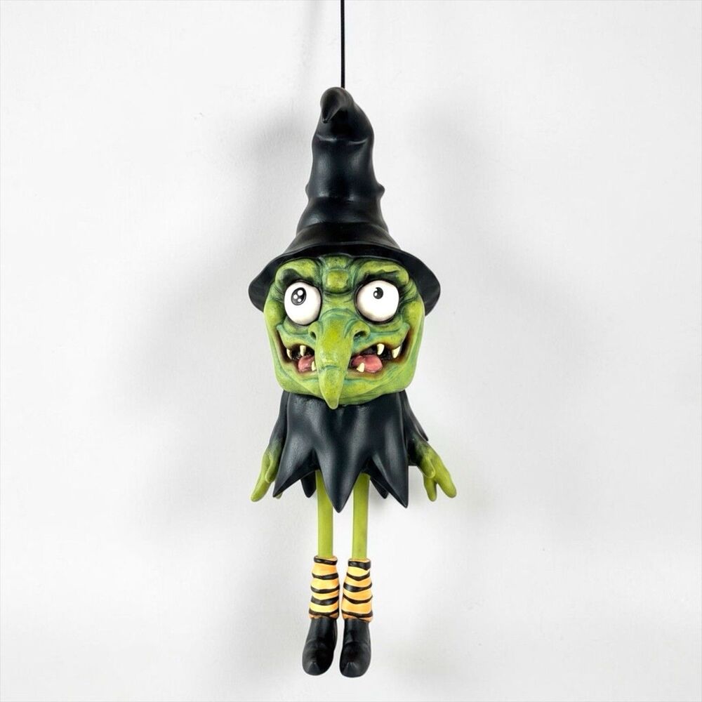 Vintage 2001 Spooky Witch Hanging Rubber Paper Magic Group Halloween Decoration